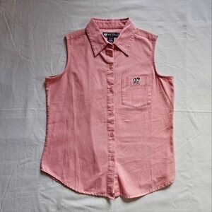 Big Dogs Vintage momcore cotton barbiecore embroidery button-down vest Size M